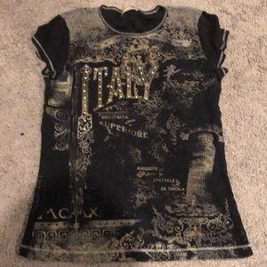 Women’s Small Blue Canyon Black Short Sleeve Tshirt